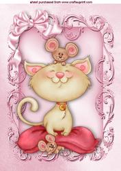 Cute Little Kitty with Playful Mice A4