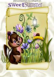 Cheeky Chipmunk with Cute Caterpillar on a Scroll