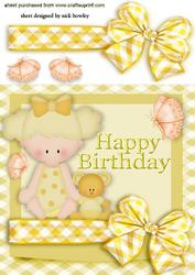 Little Girl with Teddy with Gingham Bow