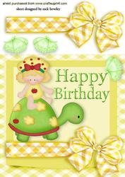 Little Girl with Cute Tortoise and Big Bow