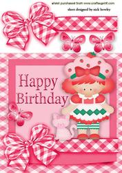 Little Strawberry Girl with Her Kitty and Big Bow