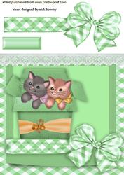 Little Kitties in a Box with Green Bow