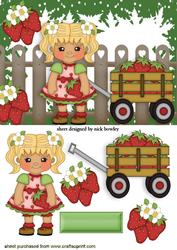 Strawberry Girl in the Garden with Strawberries