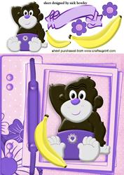 Baby Monkey in Purple Nappy on Scrapbook Page