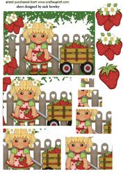Little Strawberry Girl in the Garden Pyramids