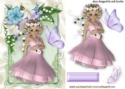 Little Flower Girl with Pretty Butterflies
