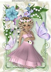 Little Flower Girl with Butterflies A4