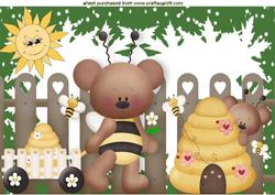 Bumble Bears Playing in the Garden A4