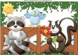 Woodland Friends with Little Blue Bird A4