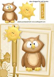 Cute Little Owl with Sunshine on a Scrapbook Page