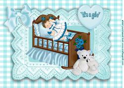 Pretty in Turq Sleeping Baby in Her Crib A4
