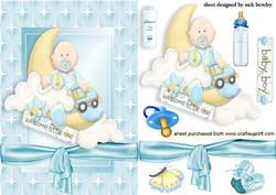 Cute Baby Boy in Star Frame with the Moon