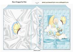 Bouncing Baby Boy with Cloud and Moon Folded Book