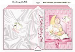 Bouncing Baby Girl on a Cloud with Butterfly Folded Book