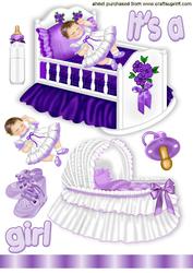 It's a Girl Cute Baby Elements for Scrapbooking in Lilac
