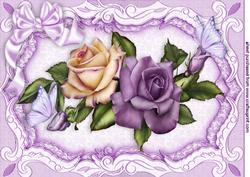Beautiful Roses with Butterflies and Bow A4