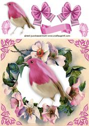 Flower Frame with Butterflies and Robin