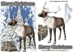 Reindeer in the Snow with Snowy Tree