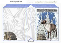 Reindeer in the Snow with Snowy Tree Folded Book