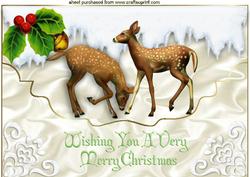 Playful Deers in the Snow on a Scalloped Envelope A4