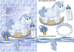 Blue Rocking Horse for Baby Blue with Bow