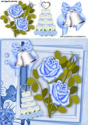 Blue Wedding Bells with Roses on Scrapbook Page
