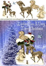 Cute Animals in the Snow with Christmas Tree