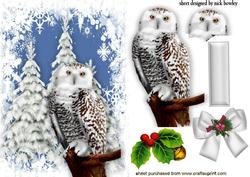 Snow Owl with Holly and Bow