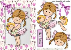 Little Ballerina with Her Doll in a Floral Frame