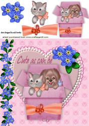 As Cute as Can Be, Cute Puppy and Kitten with Bow