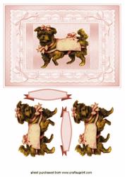 Pretty Vintage Dog with Bow Quick Card