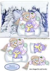 Cute Snowman and Family with Snow