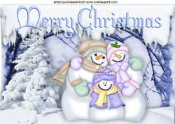 Snowman and Snow Family in the Snow A4