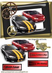Sports Cars in Gold and Black Steampunk Frame