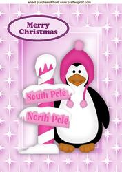 Cute Penguin with Snow Signs in Star Frame A4