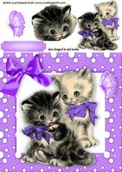 Vintage Kittens with Butterfly and Bow