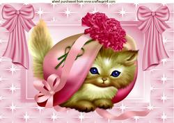 Kittie in Pink Bonnet with Bows A4