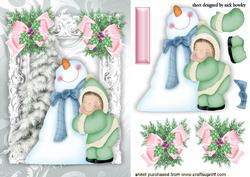 Cuddling Mr Snowman, with Pretty Bows