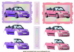 Pink Convertable Sports Car Decoupage