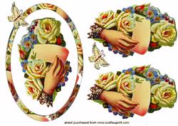 Floral Vintage Hand of Flowers Quick Card