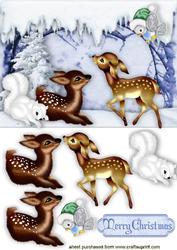 Cute Woodland Animals in a Snow Scene