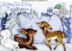 Cute Woodland Animals in Snow Scene A4
