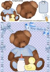 Blue Teddy for Baby Boy with Bib