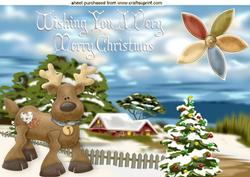 Little Reindeer in Snow Scene A4