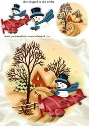 I Am on My Way Santa Lovely Snowman in Christmas Scene