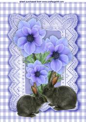 Pretty Lilac Flowers with Fluffy Bunnies A4
