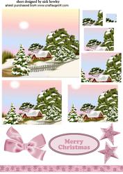 Pretty Snow Scene in Pink Oblong Pyramids