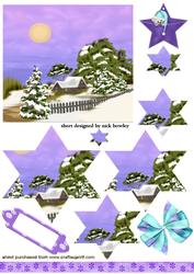 Cottage Snow Scene in Lilac Star Pyramids