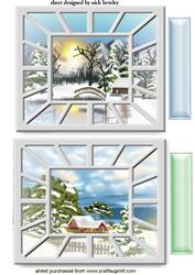 Through the Window Blues Snow Scene Toppers