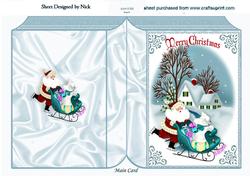 Santa with Puppy in a Sleigh Folded Book